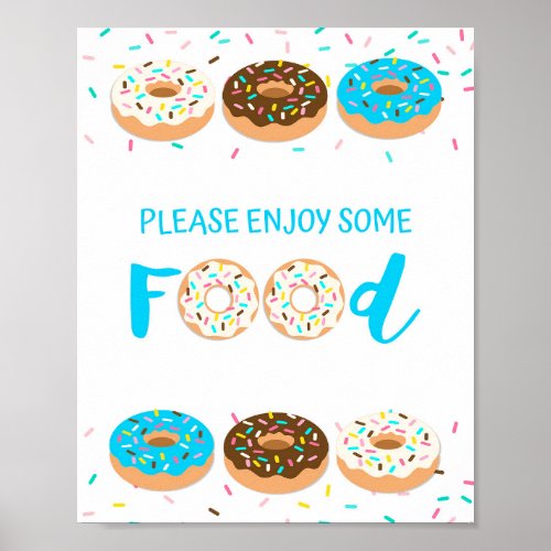 Food Table Sign Blue Donut Sprinkle Shower Sign