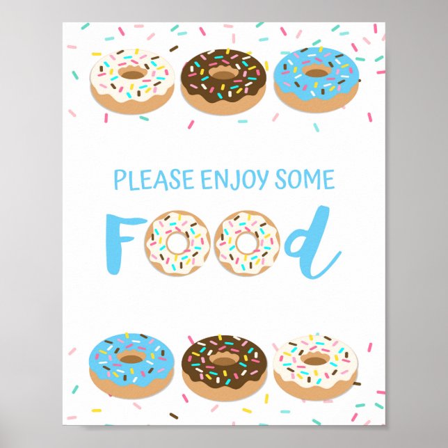 Food Table Sign Blue Donut Sprinkle Shower Sign (Front)