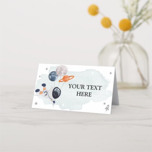 Food Tent Space Astronaut Galaxy Shower Boy Name Place Card