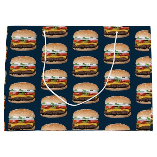 Food Themed Cheese BBQ Grilled Hamburger Foodie Large Gift Bag