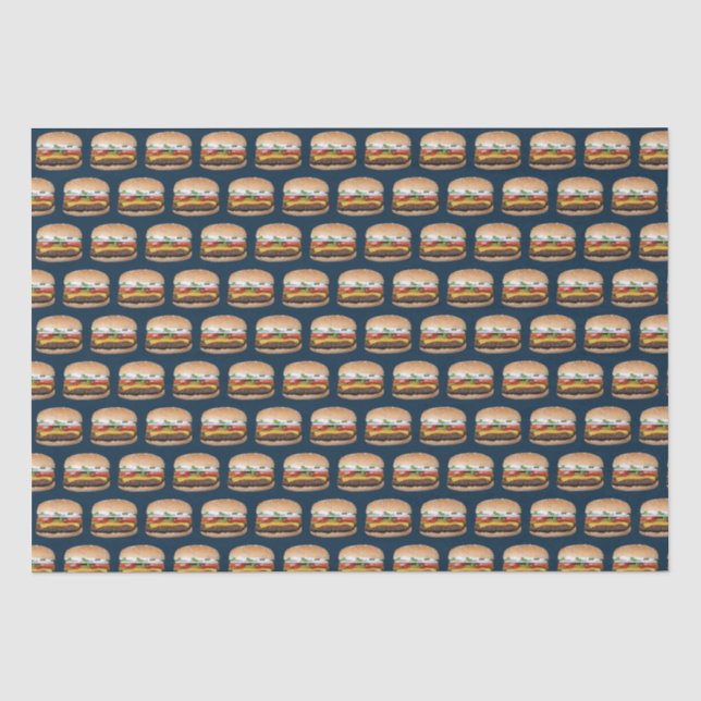 Food Themed Cheese BBQ Grilled Hamburger Foodie Tissue Paper (Front)