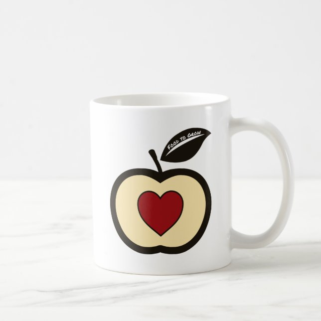 Food to Grow Logo Red & Black Apple & Heart Mug (Right)