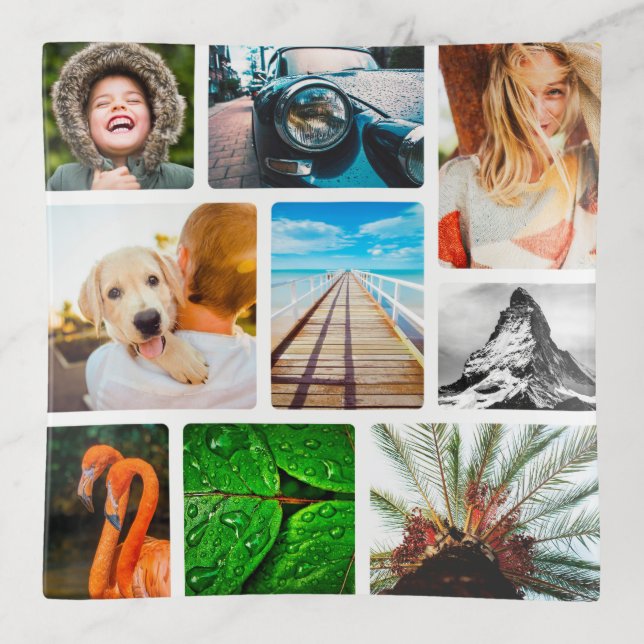 Food Tray 9 Photo Collage Framed White (Front)