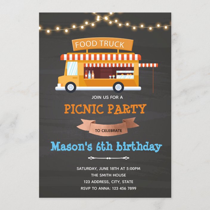 Food truck birthday invitation