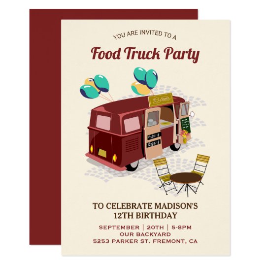 Food Truck Birthday Party Invitation