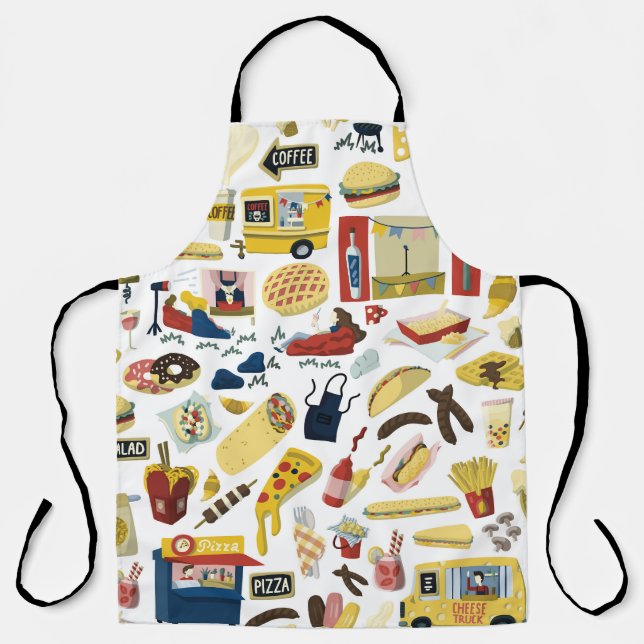 Food Truck Fest: Cartoon Pattern Apron (Front)