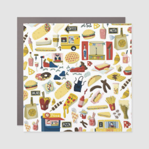 Food Truck Fest: Cartoon Pattern Car Magnet