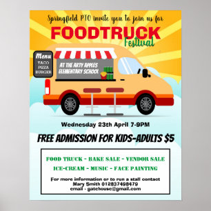 food truck festival PTA school fundraising poster