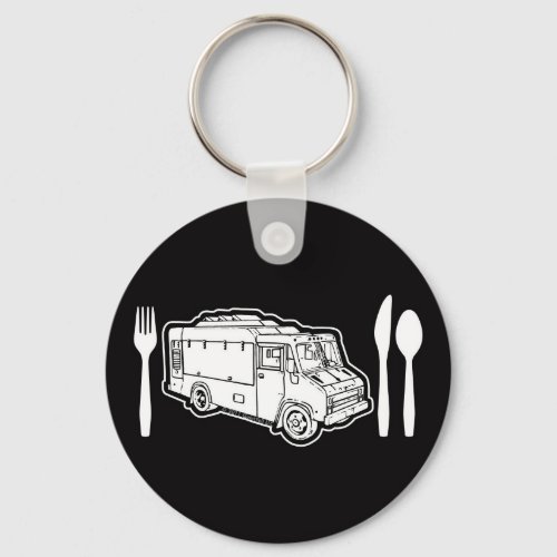 Food Truck Plate  Utensils Keychain