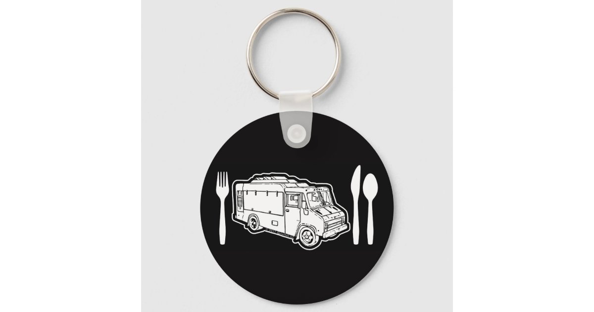 Food Truck Plate & Utensils Keychain Zazzle