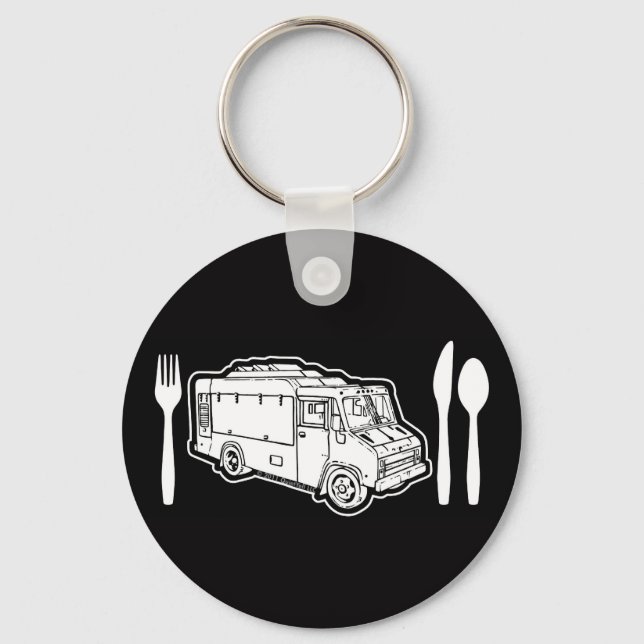 Food Truck Plate & Utensils Keychain (Front)