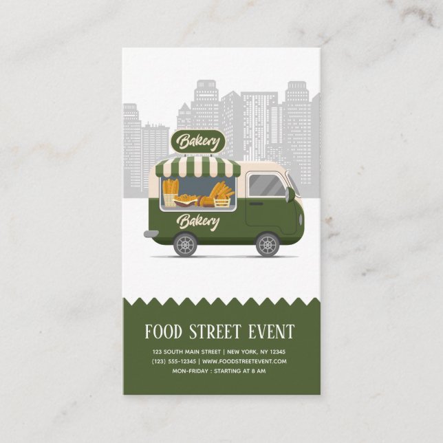 Food truck street bakery business card (Front)