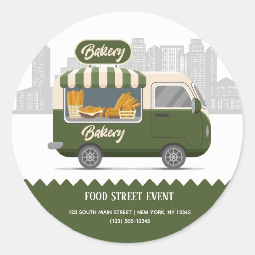 Food truck street bakery classic round sticker