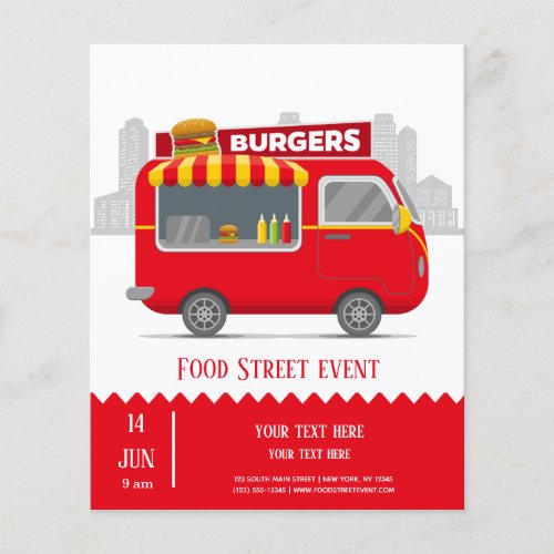 Food truck street burgers hamburgers flyer