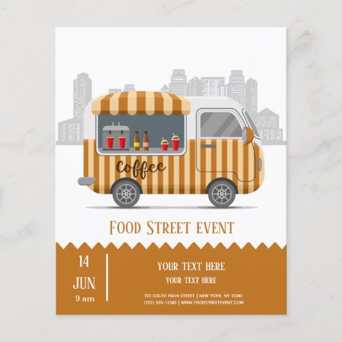 Food truck street cappuccino coffee flyer