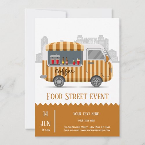 Food truck street coffee invitation