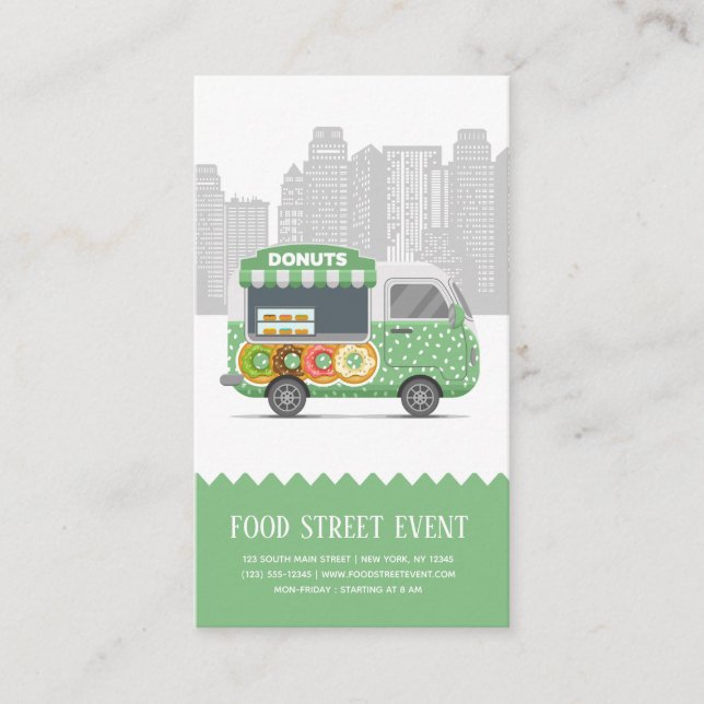 Food truck street donuts business card (Front)
