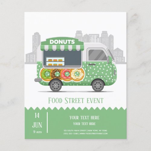Food truck street donuts flyer