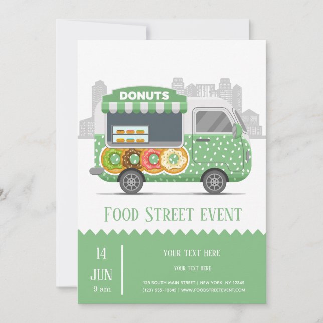 Food truck street donuts invitation (Front)
