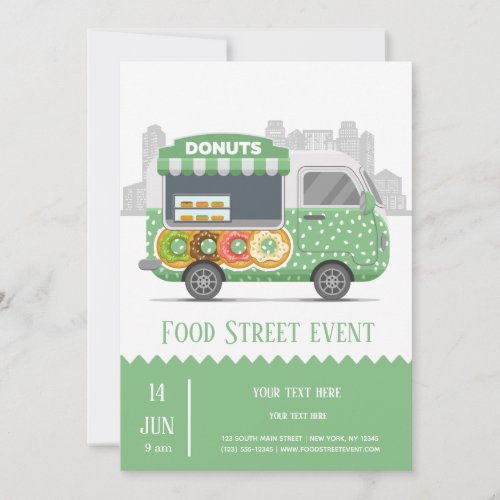 Food truck street donuts invitation