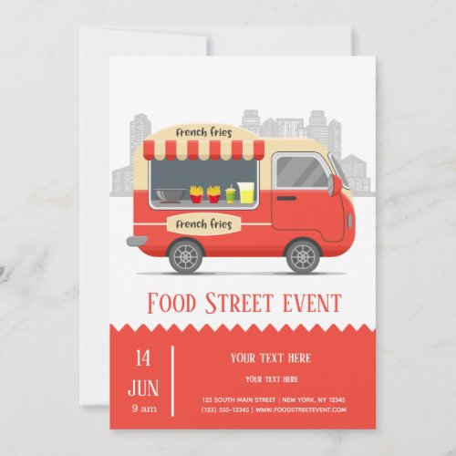 Food truck street french fries invitation