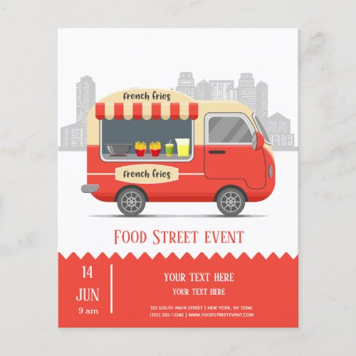 Food truck street french fries snack flyer