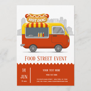 Food truck street hotdog invitation