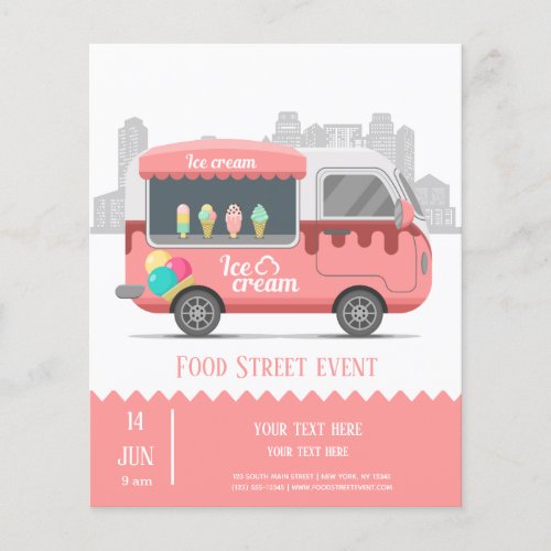 Food truck street ice cream flyer