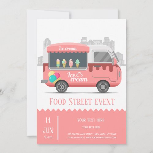 Food truck street ice cream invitation