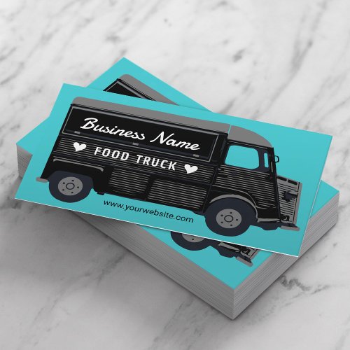 Food Truck Street Kitchen Black Van Catering Business Card