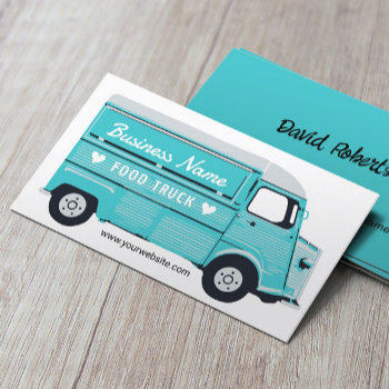 Food Truck Street Kitchen Van Catering Teal Business Card by cardfactory at Zazzle