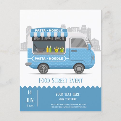 Food truck street pasta noodle flyer