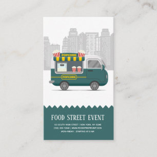 Food truck street popcorn snack business card
