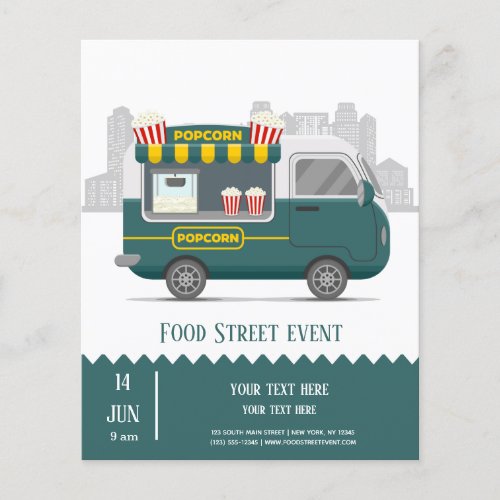 Food truck street popcorn snack flyer
