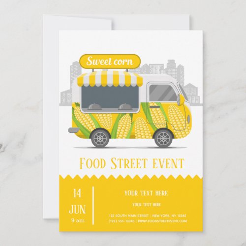 Food truck street sweet corn invitation