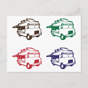 Food Trucks Four Color Design Postcard