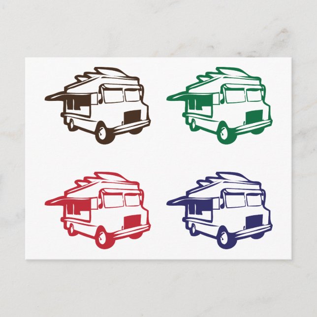 Food Trucks Four Color Design Postcard (Front)