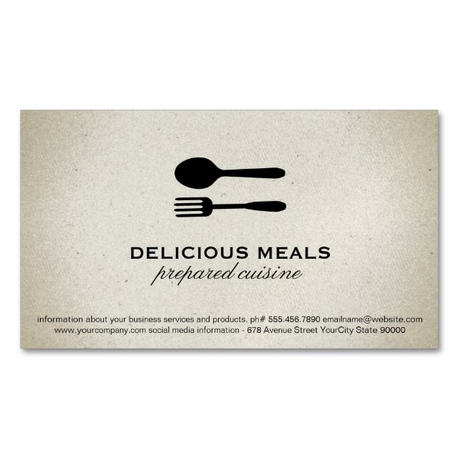 Food Utensils Business Card Magnet (Front)