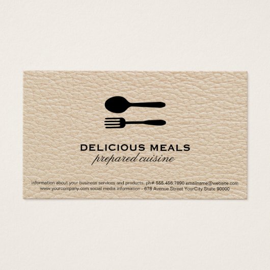 Food Utensils | Leather Background (Front)