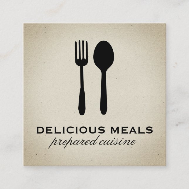 Food Utensils Square Business Card (Front)
