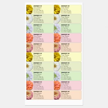 Food (waterproof) Labels - Zinnias Collection #1 by Whimsicality at Zazzle