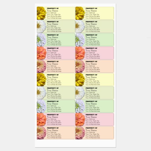 Food Waterproof Labels _ Zinnias Collection 1