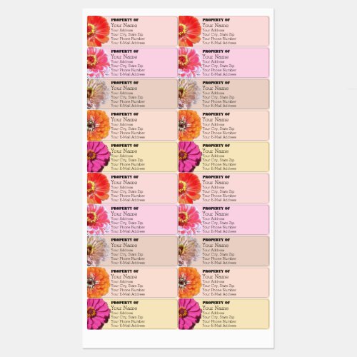 Food Waterproof Labels _ Zinnias Collection 2