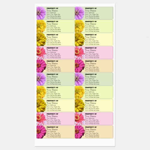 Food Waterproof Labels _ Zinnias Collection 3