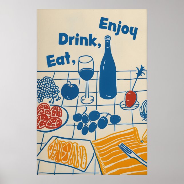 Food & Wine Art Print Trendy Kitchen (Instant (Front)