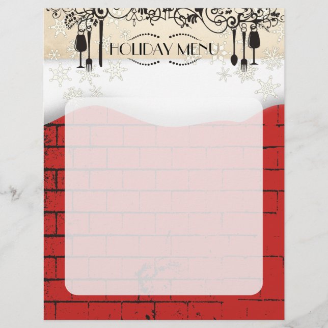 food wine brick Christmas holiday menu letterhead (Front)
