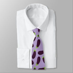 Foodie Aubergine Eggplant Patterned Purple Neck Tie
