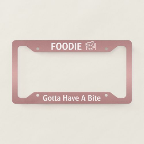Foodie Black License Plate Frame