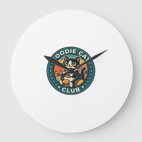 Foodie Cat Cute Kitty Design - Foodie Cat Club_1 Large Clock