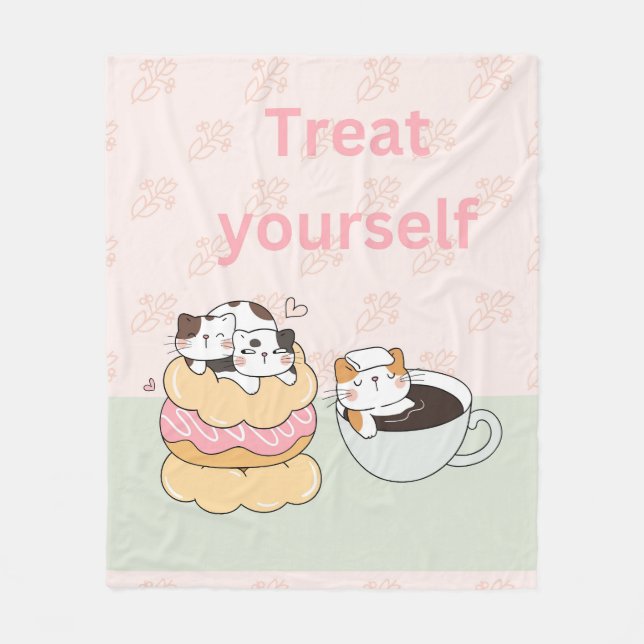 Foodie Cats Fleece Blanket (Front)